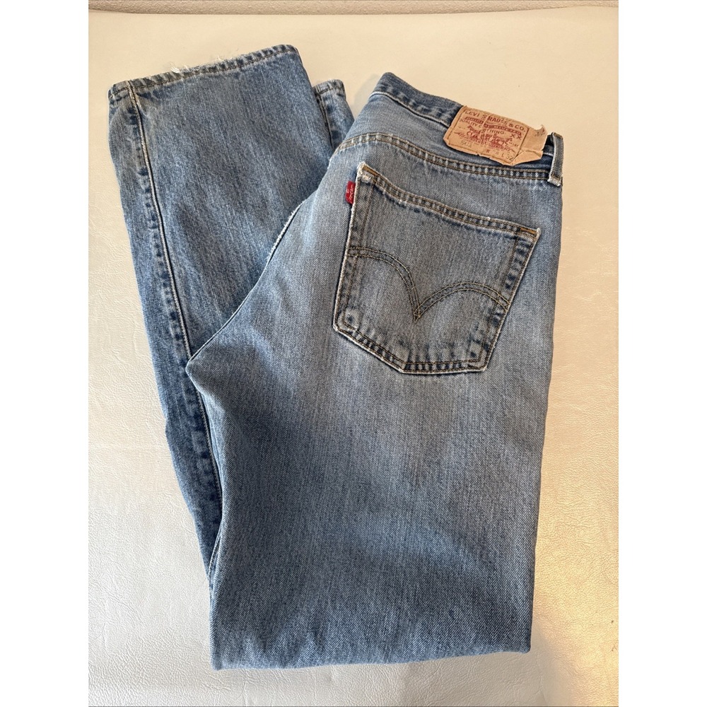 VTG Levis 501 Pants Blue Jeans Denim Button Fly 34x32 90's Distressed Broken In
